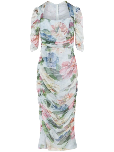 Shop Dolce & Gabbana Floral Tulle Dress In Printed