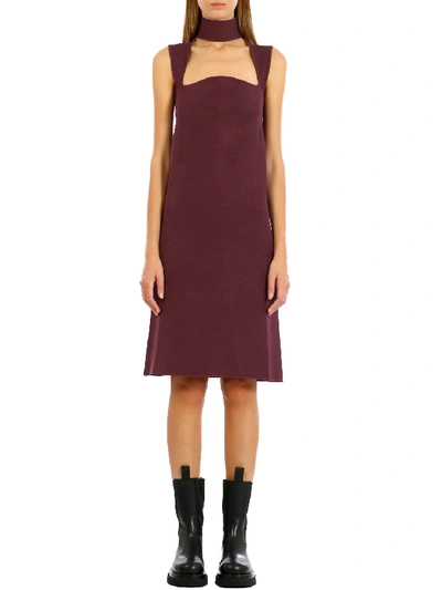 Shop Bottega Veneta Burgundy Jersey Dress