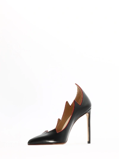 Shop Francesco Russo Black Leather Flame Pump