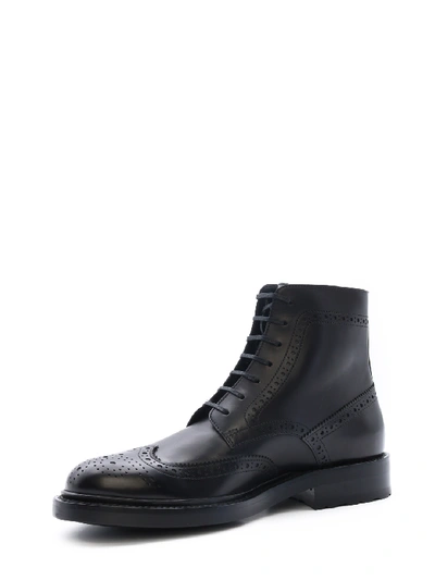 Shop Saint Laurent Leather Ankle Boots In Black