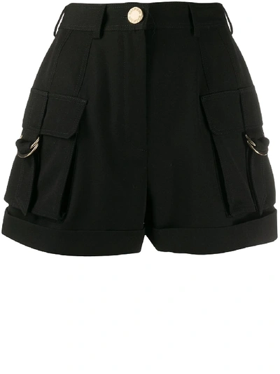 Shop Balmain Cargo Shorts Black Wool