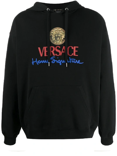 Shop Versace Sweatshirt Signature Black