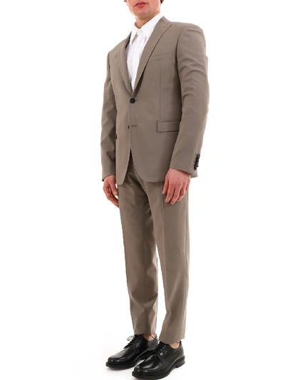 Shop Tonello Beige Suit In Stetch Wool