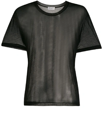 Shop Saint Laurent T-shirt Transparent Cotton In Black