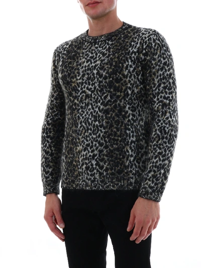 Shop Saint Laurent Sweater Leopard Jaquard In Brown