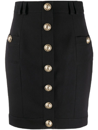Shop Balmain Buttons Skirt Black
