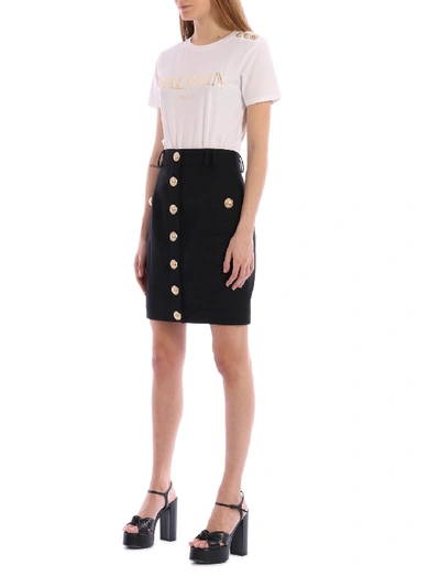 Shop Balmain Buttons Skirt Black