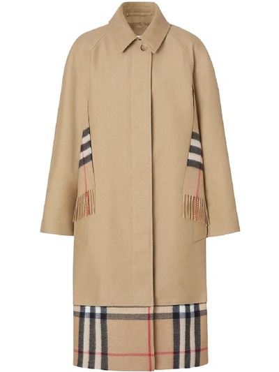 Shop Burberry Car Coat In Gabardine With Scarf In Beige