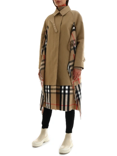 Shop Burberry Car Coat In Gabardine With Scarf In Beige