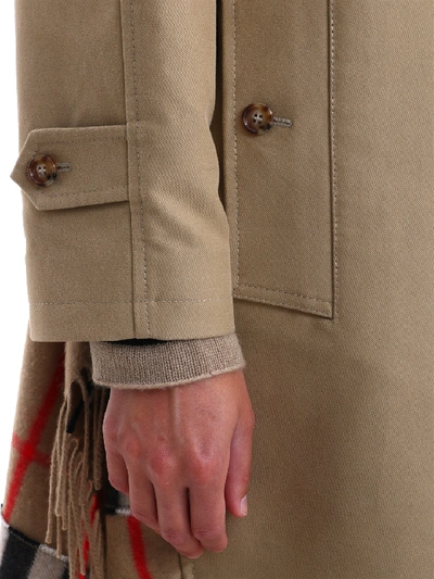 Shop Burberry Car Coat In Gabardine With Scarf In Beige