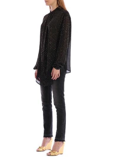 Shop Saint Laurent Gold Strass Shirt In Black