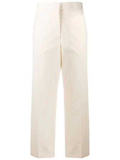 Shop Jil Sander Cropped Cotton Pants Ivory In White