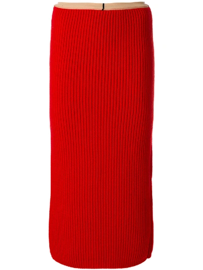 Shop Calvin Klein 205w39nyc Ribknit Midi Skirt In Red