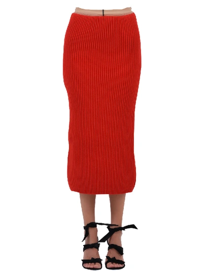 Shop Calvin Klein 205w39nyc Ribknit Midi Skirt In Red