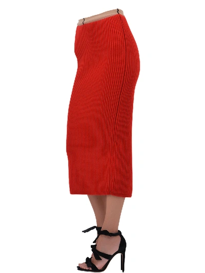 Shop Calvin Klein 205w39nyc Ribknit Midi Skirt In Red