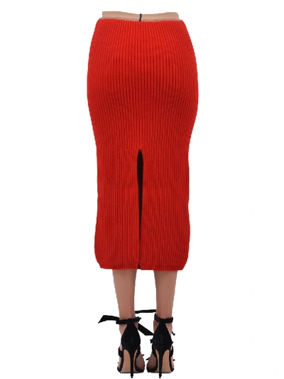 Shop Calvin Klein 205w39nyc Ribknit Midi Skirt In Red