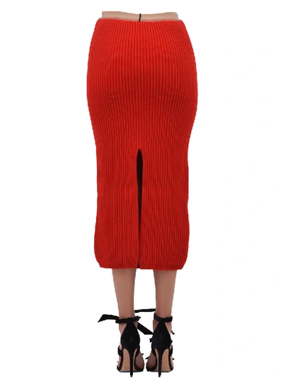 Calvin Klein 205w39nyc Rib-knit Midi Skirt In Red