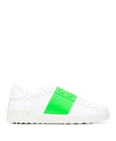 Shop Valentino Open Fluo Band Sneakers In White