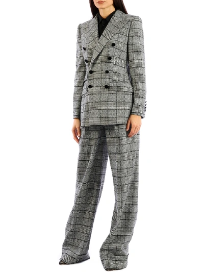 Shop Dolce & Gabbana Trousers Prince Of Wales In Grey