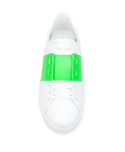 Shop Valentino Open Fluo Band Sneakers In White