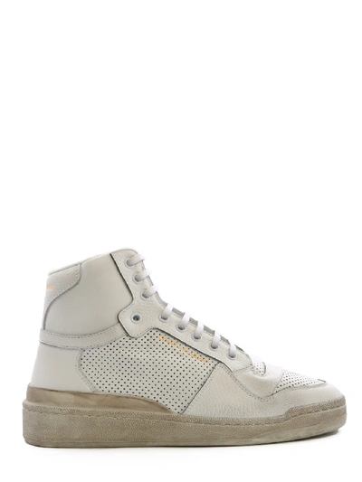 Saint Laurent Off-white Used-look Sl24 Sneakers In Bianco 