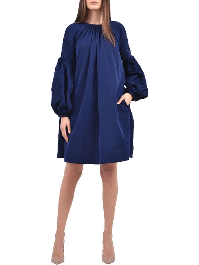 Calvin Klein 205w39nyc Ruched Sleeve Taffeta Dress In Blue