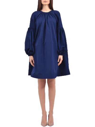 Calvin Klein 205w39nyc Ruched Sleeve Taffeta Dress In Blue