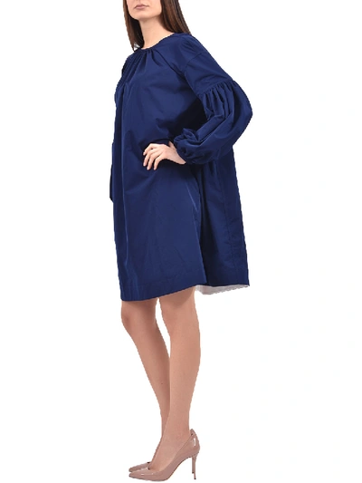 Calvin Klein 205w39nyc Ruched Sleeve Taffeta Dress In Blue