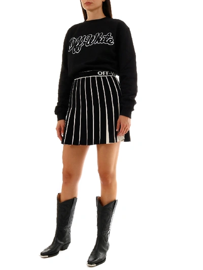 Off-white Contrasting Pleated Skirt In Black