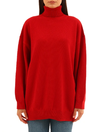 Shop Balenciaga Cashmere Sweater Signature In Red