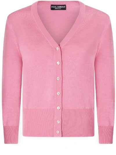Shop Dolce & Gabbana Silk Cardigan Pink