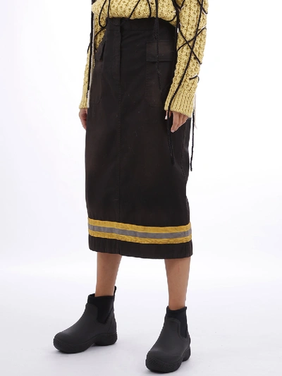 Calvin Klein 205w39nyc High-waist Reflective Stripe Midi Skirt In Black