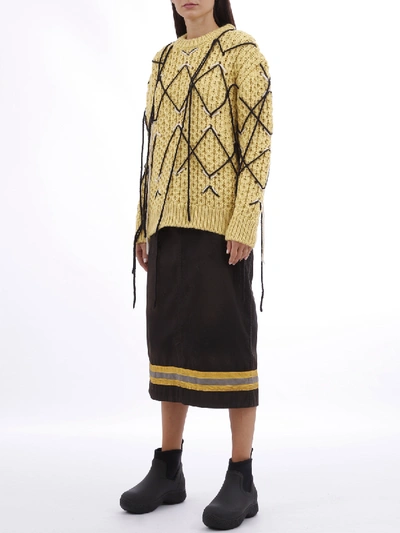Calvin Klein 205w39nyc High-waist Reflective Stripe Midi Skirt In Black