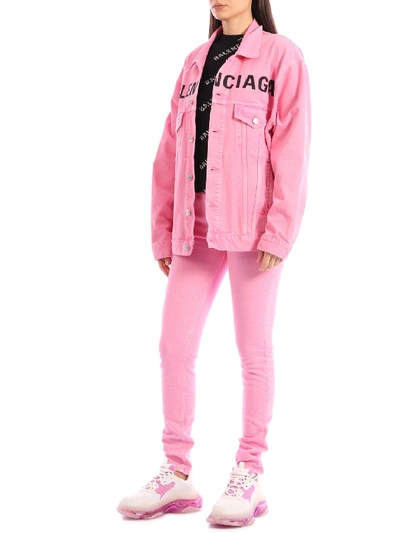 Shop Balenciaga Pink Denim Skinny Jeans