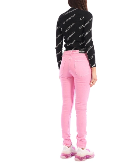 Shop Balenciaga Pink Denim Skinny Jeans