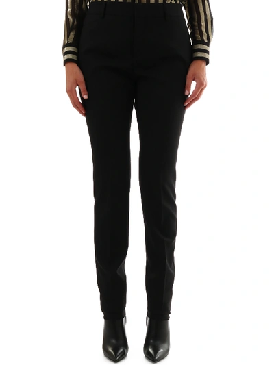 Shop Saint Laurent Slim Trousers Black