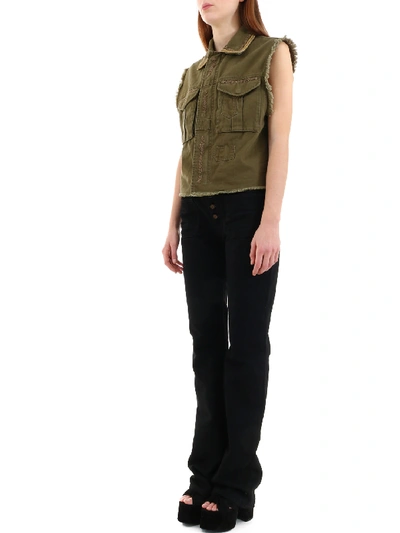 Shop Saint Laurent Gilet Green Army