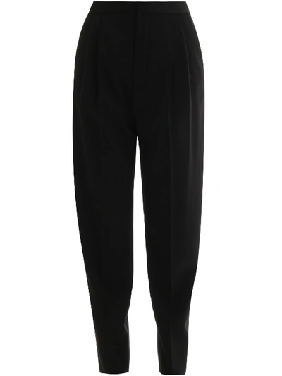 Shop Saint Laurent Trousers With Satin Bands In Black