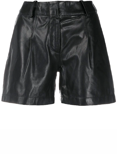 Shop Arma Leather Shorts Black