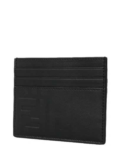 Shop Fendi Logo Ff Card Holder Black