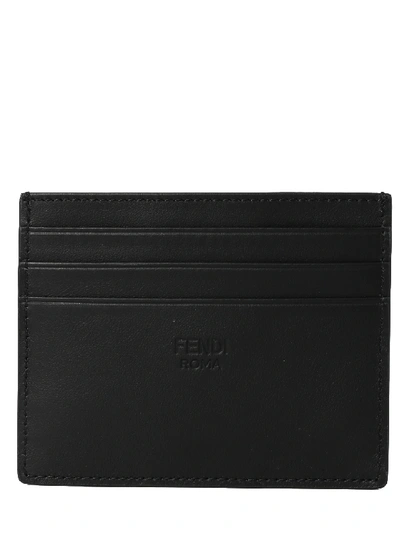 Shop Fendi Logo Ff Card Holder Black