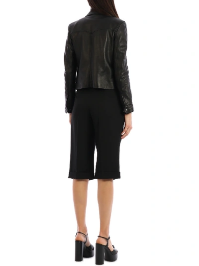 Shop Saint Laurent Short Leather Jacket In Black