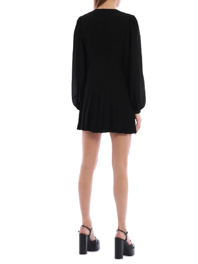 Shop Saint Laurent Pleated Dress Blacl In Black