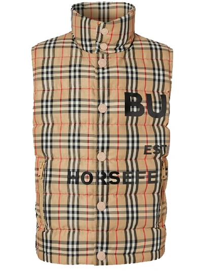 Shop Burberry Padded Vest Vintage Check In Beige
