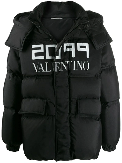 Shop Valentino Hooded Coat 2099 In Black