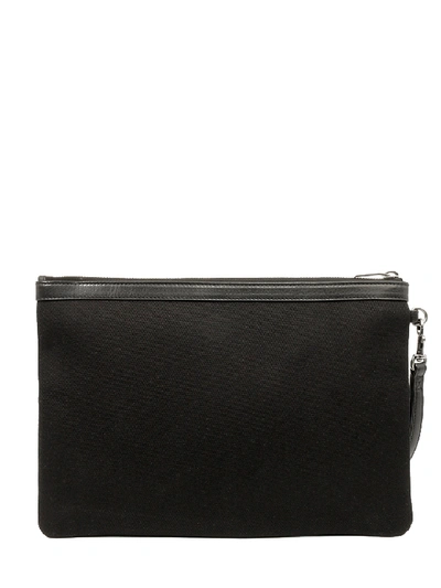 Shop Saint Laurent Logo Pouch Black Cotton