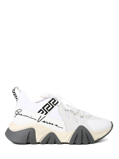 Shop Versace Greca Key Sneakers In White
