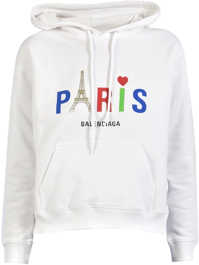 Shop Balenciaga Paris Sweatshirt White