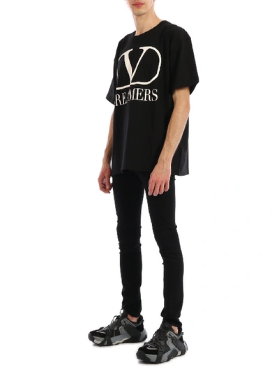 Shop Valentino T-shirt V Logo Dreamers In Black