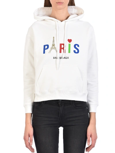 Shop Balenciaga Paris Sweatshirt White